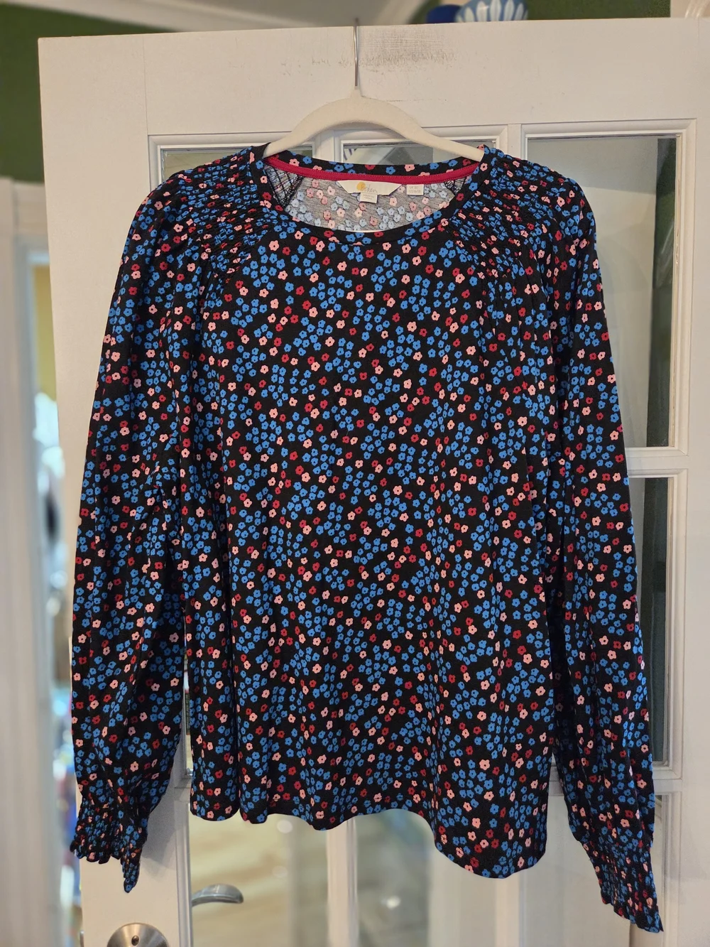 Boden Navy Blue Floral Long-Sleeve Blouse - Size 16/ 18